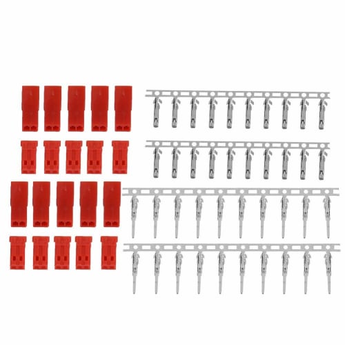 VFUE JST Plug Pins, JST Plugs, Durable JST Female and Male Plug Battery Connectors with Red Housing for RC Electric Helicopters (10 Pairs)