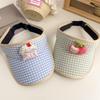 Kids' Cute Cherry Plaid Sun Visor Hat: Versatile Summer Shade