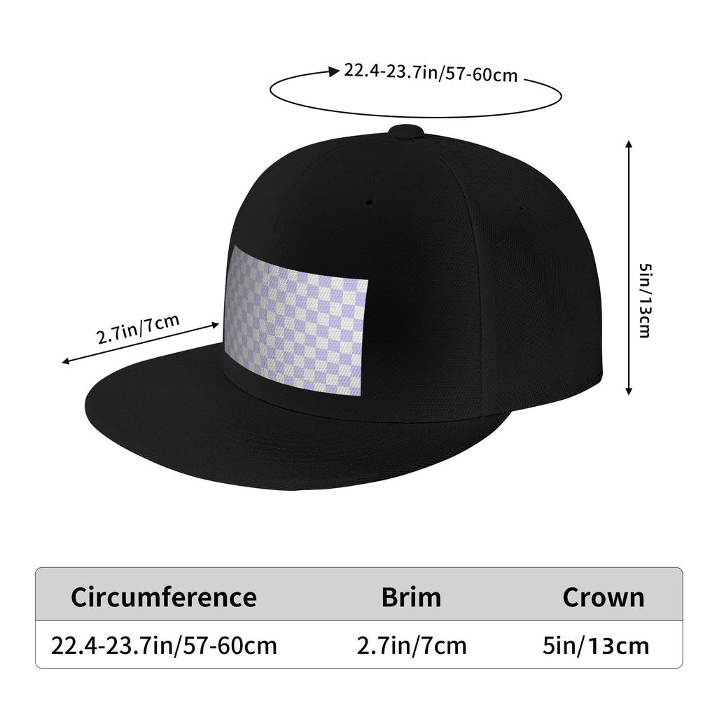 White and Pale Lavender Violet Checkerboard Baseball Caps Snapback Baseball Hats Casual Casquette Outdoor for Unisexs And WoUnisexs