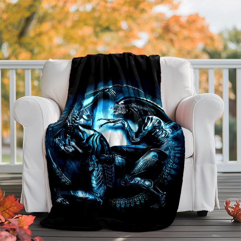 Alien Flannel Blanket Soft Warm All-Season Throw, Design for Camping, Car Travel, Hiking Sofa, Bed, Office Perfect Gift for Parties