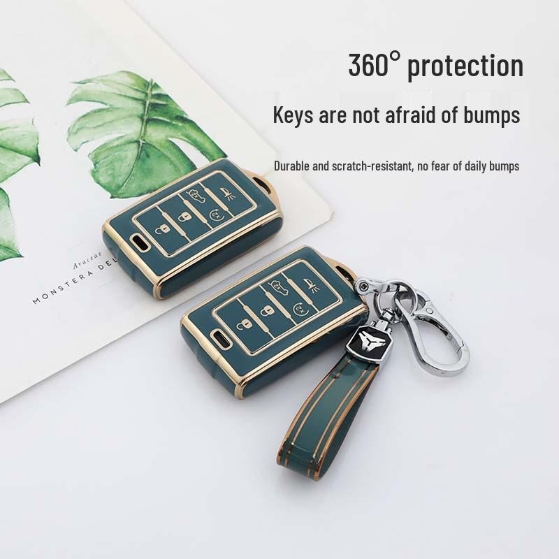 Gold-Edged TPU Key Cover for JEEP Grand Cherokee