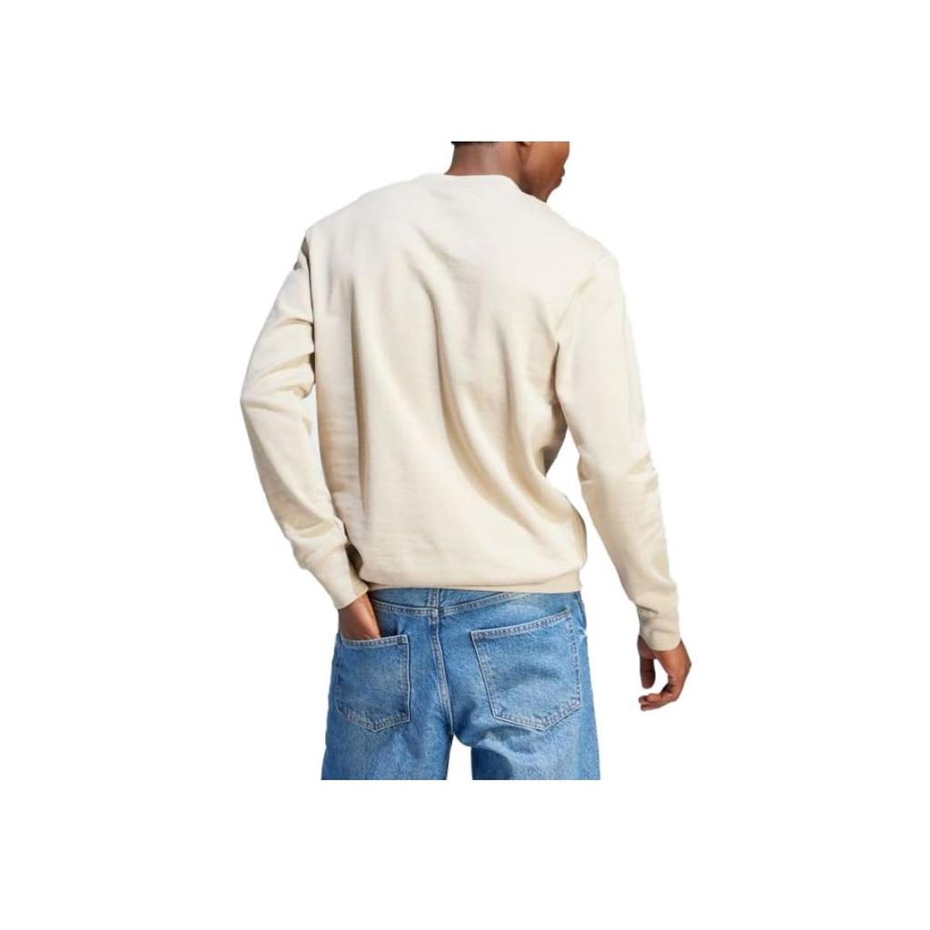 Adidas Letter Logo Print Crew Neck Sweatshirt Men Tops Beige IJ6106