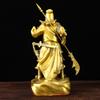 Brass Guan Gong God of Wealth with Blade Home Statue Figurine