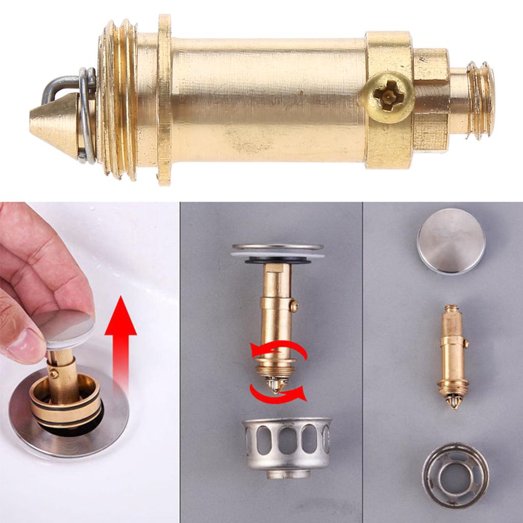 Sink Drain Stopper Plug Bolts Replacement Copper Push Spring Plug Bounce Valves Bolts for Bathroom Sink Bathtub Basins