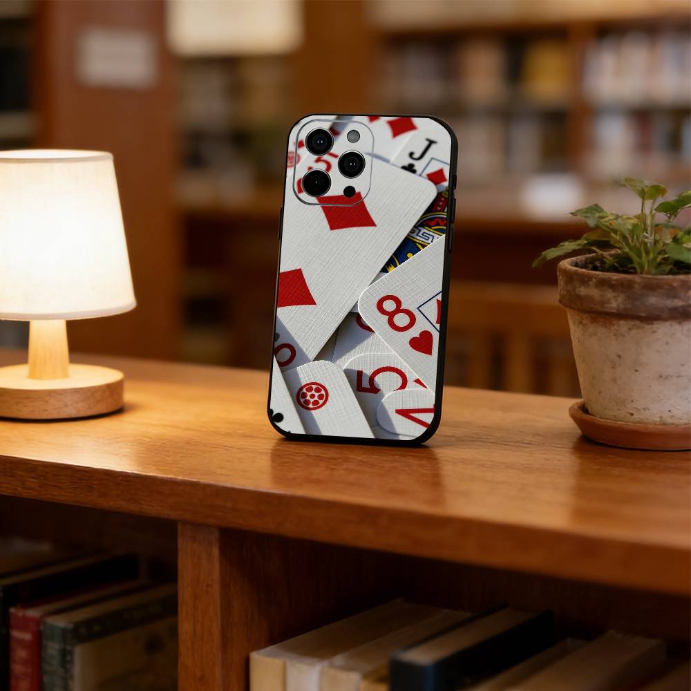 Poker Phone Case For iPhone 17, 16,15,14,13,12,11 Plus,Pro Max, Others Soft Black Cover