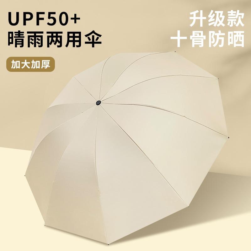 Reverse Large Umbrella Women's Enlarged Thickened Reinforced Weather and Rain Men's Double Sunscreen Folding Manual Parasol