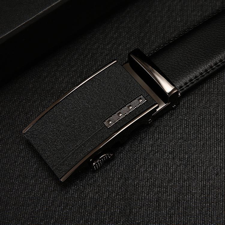 Korean Style Genuine Leather Automatic Buckle Belt for Trendy Young Men 125 cm