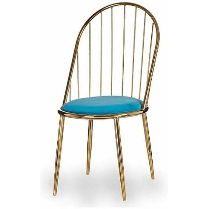 Chaise - GIFT DECOR - 23465 - Lot de 2 - Polyester - Métal - Bleu