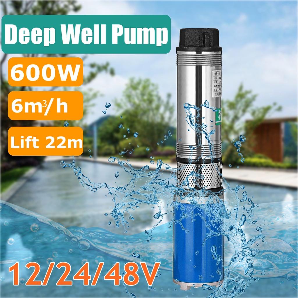 600W 12V/24V/48V 22m Agricultural Irrigation Solar Water Pump High Lift Deep Well Pump DC Screw Submersible Pump
