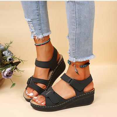 Neue offene Spitze Sommer Frauen Sandalen Mode Plattform Strand Frauen Sandalen Keil Schnalle weibliche Schuhe Frau orthopädische Sandale