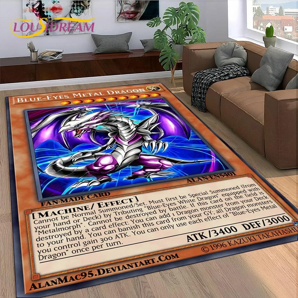 27 Style Yu-Gi-Oh Blue Eyes Dragon Monster Gold Card Cartoon Game Carpet Rug for Bedroom Living Room Home Sofa,Decor Floor Mat