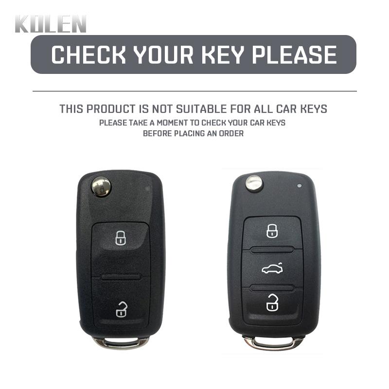 Schlüsselhülle aus Kohlefaser mit 2 oder 3 Tasten für VW Volkswagen Polo, Tiguan, Passat, Golf 7, Jetta, Skoda Kodiaq, Superb, Octavia und Seat