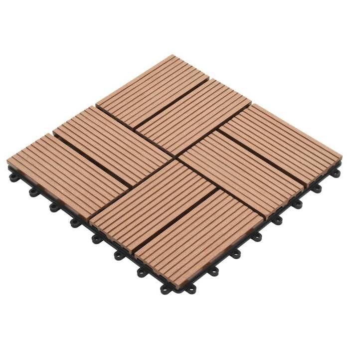 VidaXL 11x Carreau de Terrasse WPC 30x30 cm 1 m² Marron Dalle de Chemin 45029