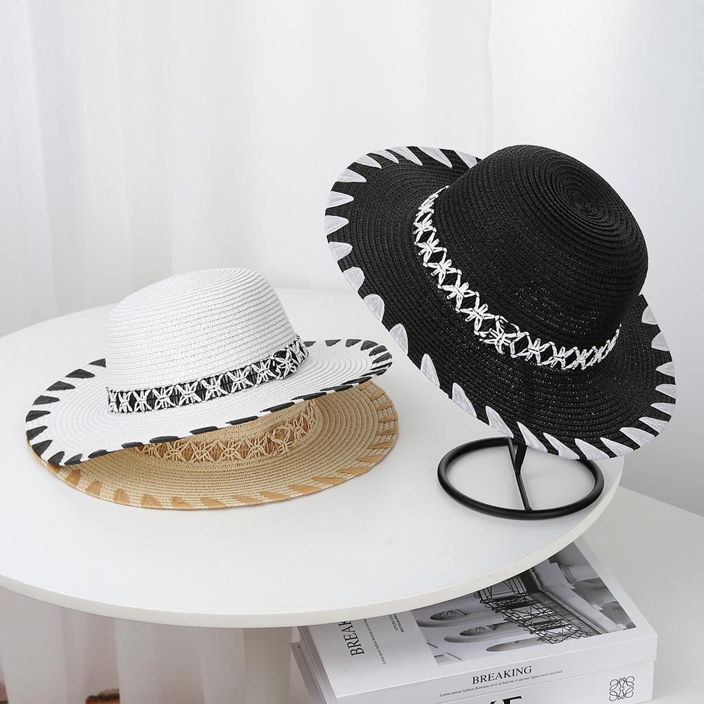 New Beach Hat East Asian Fashion Vacation Style Woven Straw Hat Dome Sun Hat Manufacturers Wholesale