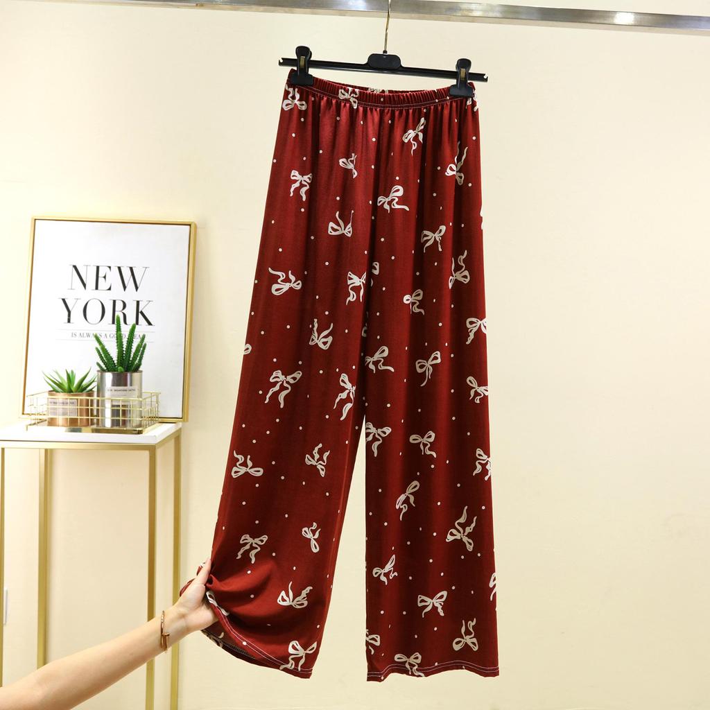 Women's French Romantic Wide-Leg Floor-Length Pants - Spring/Summer Plus Size, Elastic Waist