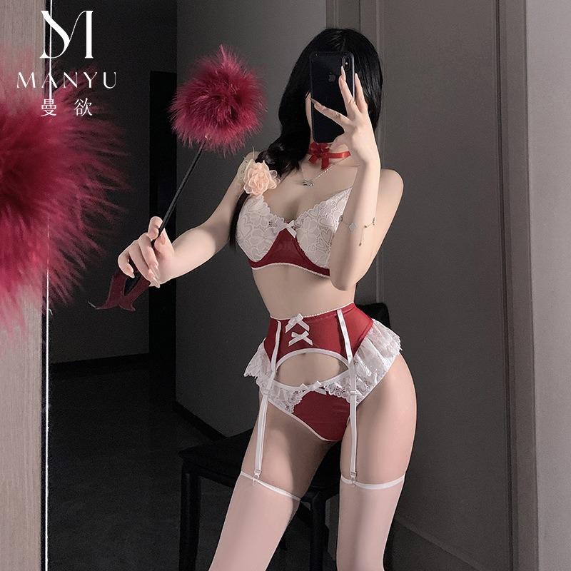 Sexy lingerie sexy three-point lace bra seduction pajamas passion split suit free uniform