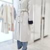Women's Color Block Belted Single Trench Coat YW5MR405