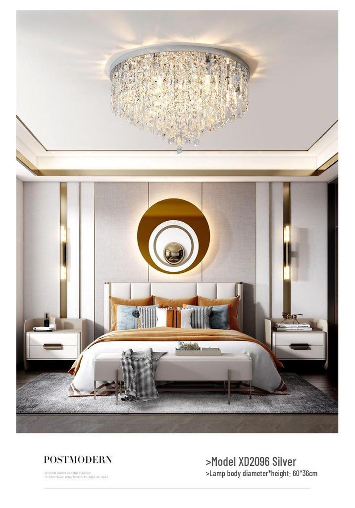 Modern Crystal Ceiling Lamp - Warm, Romantic, Simple, Atmospheric Design for Bedroom and Living Room