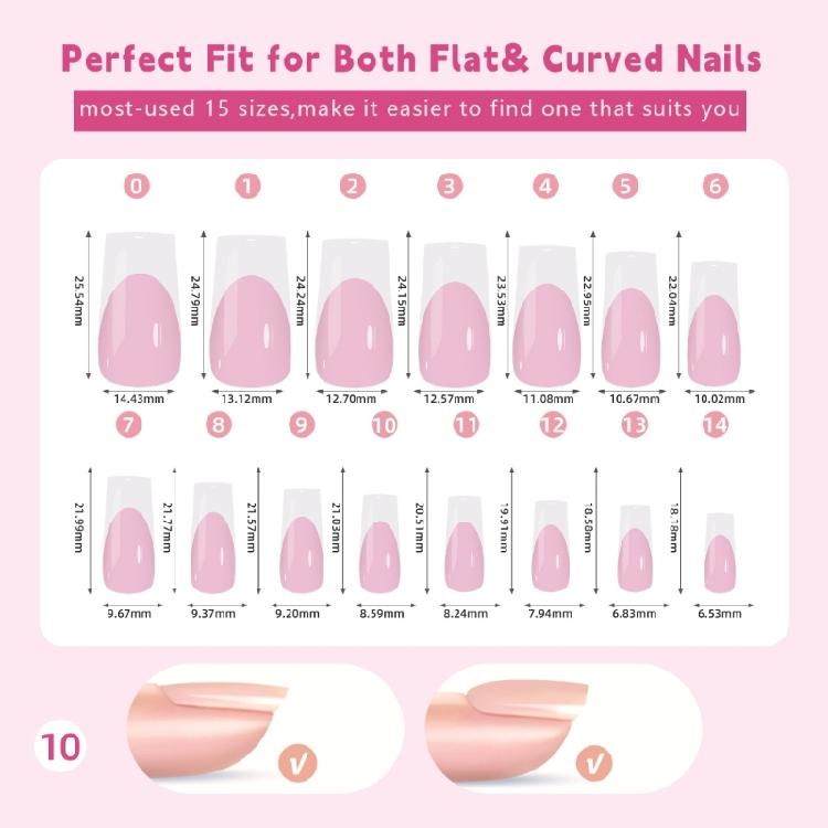 150 Pieces French Manicure Press On Nail with Pre Coated Base Easy To Apply False Nail T for Creating Stylish Nail Art