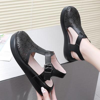 Mode GKTINOO Damen Sandalen Echtes Leder Plateau Sandale 2025 Sommer Dicke Sohle Hohe Absätze Damen Sandale Sommerschuhe Für Damen