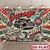2D Plane Fabric Retro Garage Service Station Polyester Photography Background Service Coffee Theme Party Background