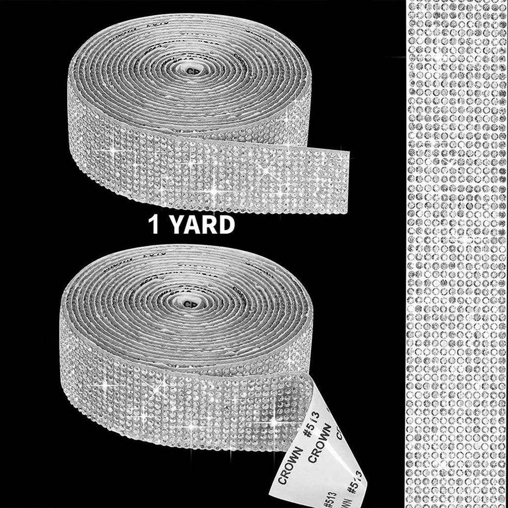 1 Roll Self-Adhesive Crystal Rhinestone Tape 2.7cm/1 Yard Rhinestone Sticker Rhinestone Strips for DIY Art Craft Car Phone Decor
