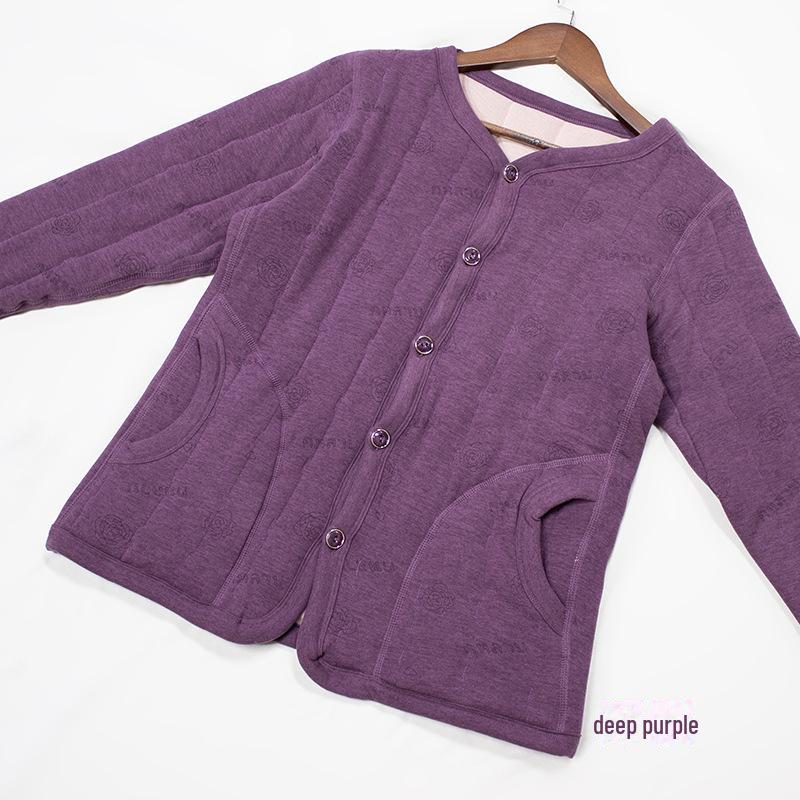 

Теплый стеганый кардиган из шерсти: Плюшевый Утепленный Зимний Топ для Мужчин и Женщин Female XXL глубокий/фиолетовый