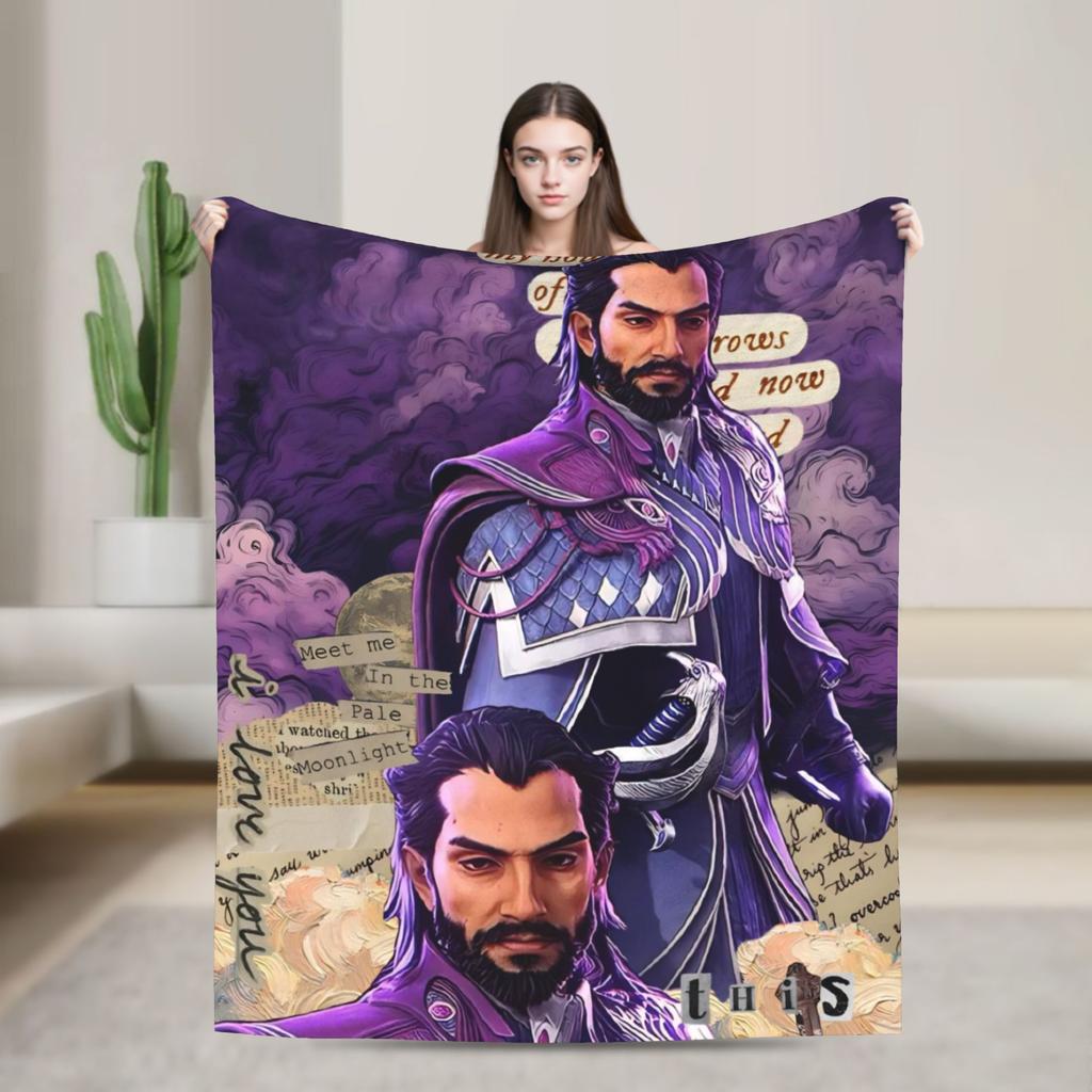 Dragon Age The Veilguard Lucanis Dellamorte Decken Fleece Lustige Warme Überwurfdecken für Zuhause Alle Jahreszeiten Outdoor