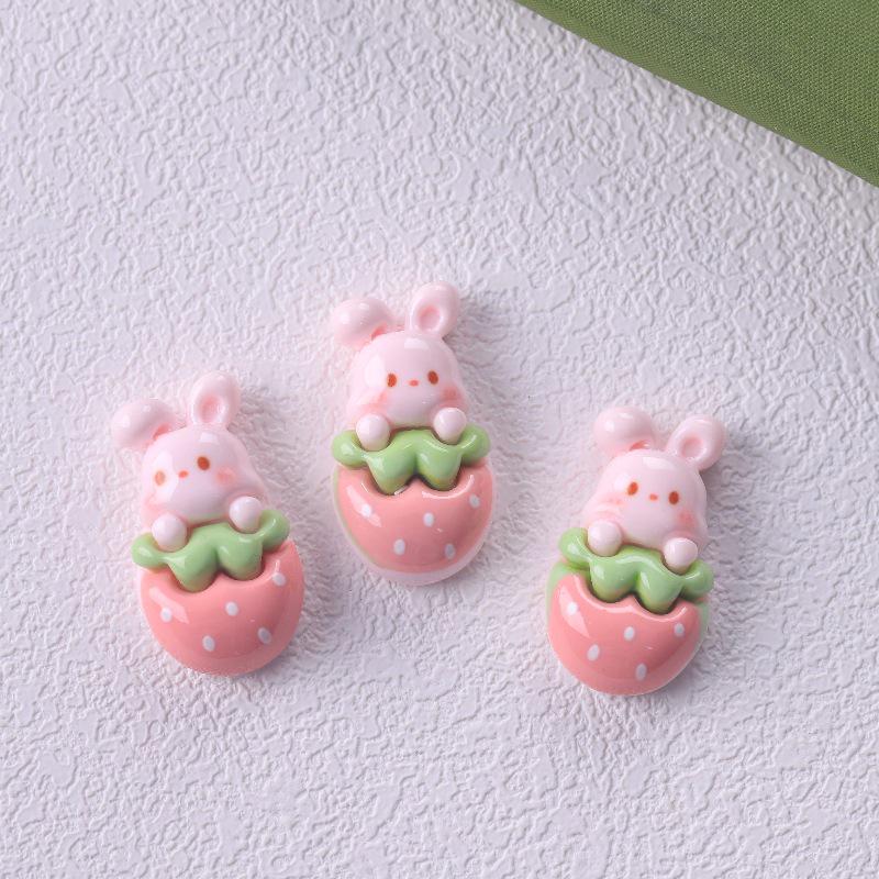 Erdbeer Häschen Haus Harz Haarspange & Schmuck DIY Zubehör für Kinder