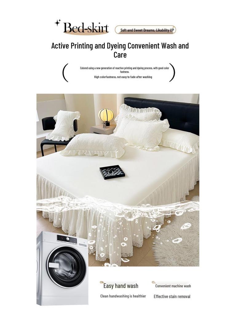 Lace Princess Floor-Length Bed Sheet with Ruffled Hem