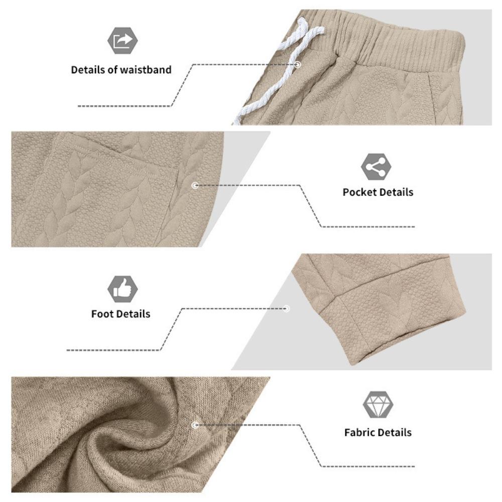 Men's Cable Knit Jogger Pants Elastic Waist Drawstring Casual Trousers with Pockets Lightweight Sweatpants for Daily Workout