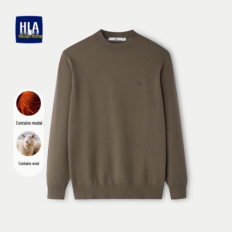 

HLA Men s Semi-High Collar Embroidered Pullover Sweater L