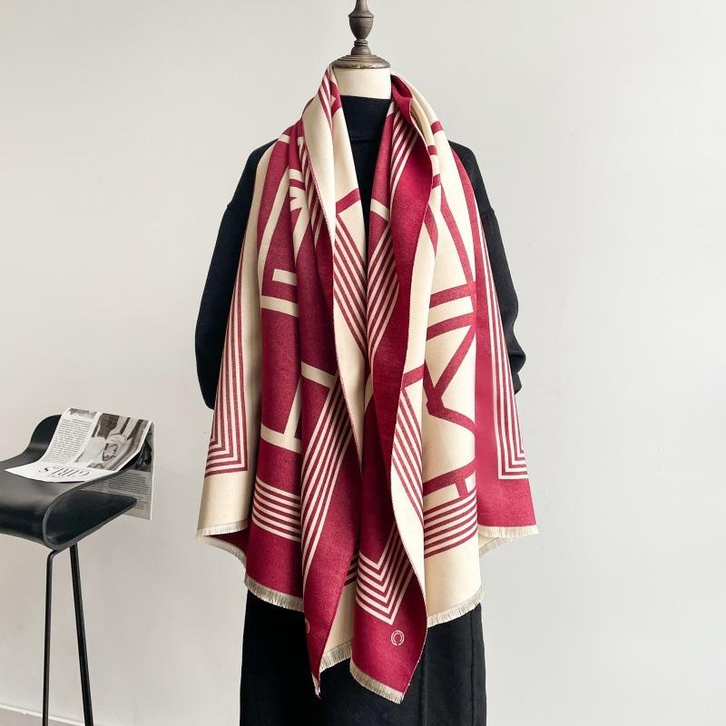 Imitation cashmere autumn and winter thickened scarf versatile extended plain weave fashion air conditioner shawl warm decorative scarf