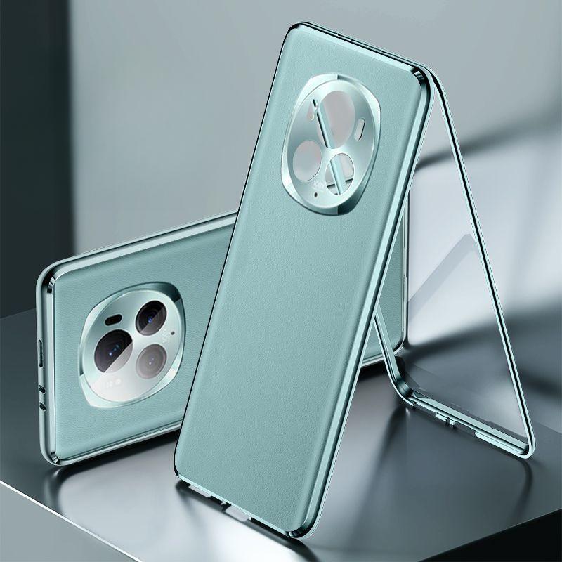 Magnetic Glass Case for Honor Magic6 Pro 360° Full Protection Protective Back Cover for Honor Magic 6 Magic6Pro Leather Case