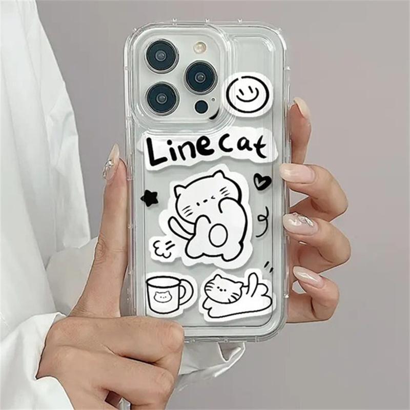 Dog Cat Couple Phone Case For iPhone 16 15 11 12 14 13 Pro Max Mini XS X XR 7 8 Plus Kawaii Cute Cartoon Animal Cellphones Cover
