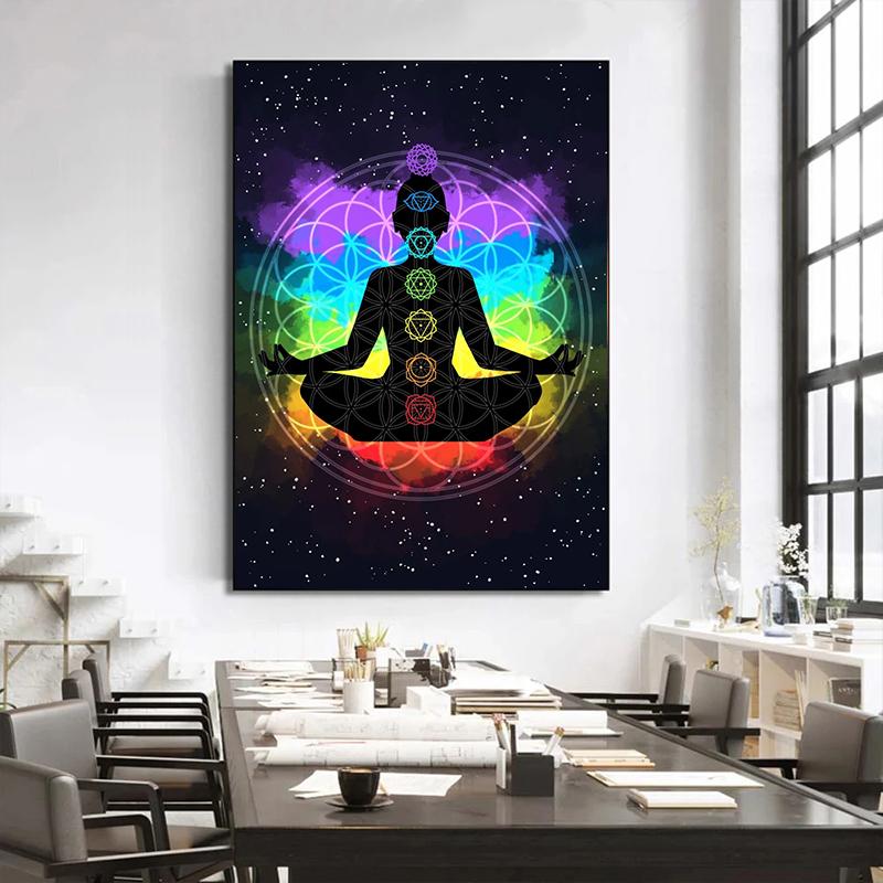 Abstract The Seven Chakras 7 Chakras Kundalini Yoga Zen Posters Prints Canvas Painting Wall Art Picture Living Room Home Decor