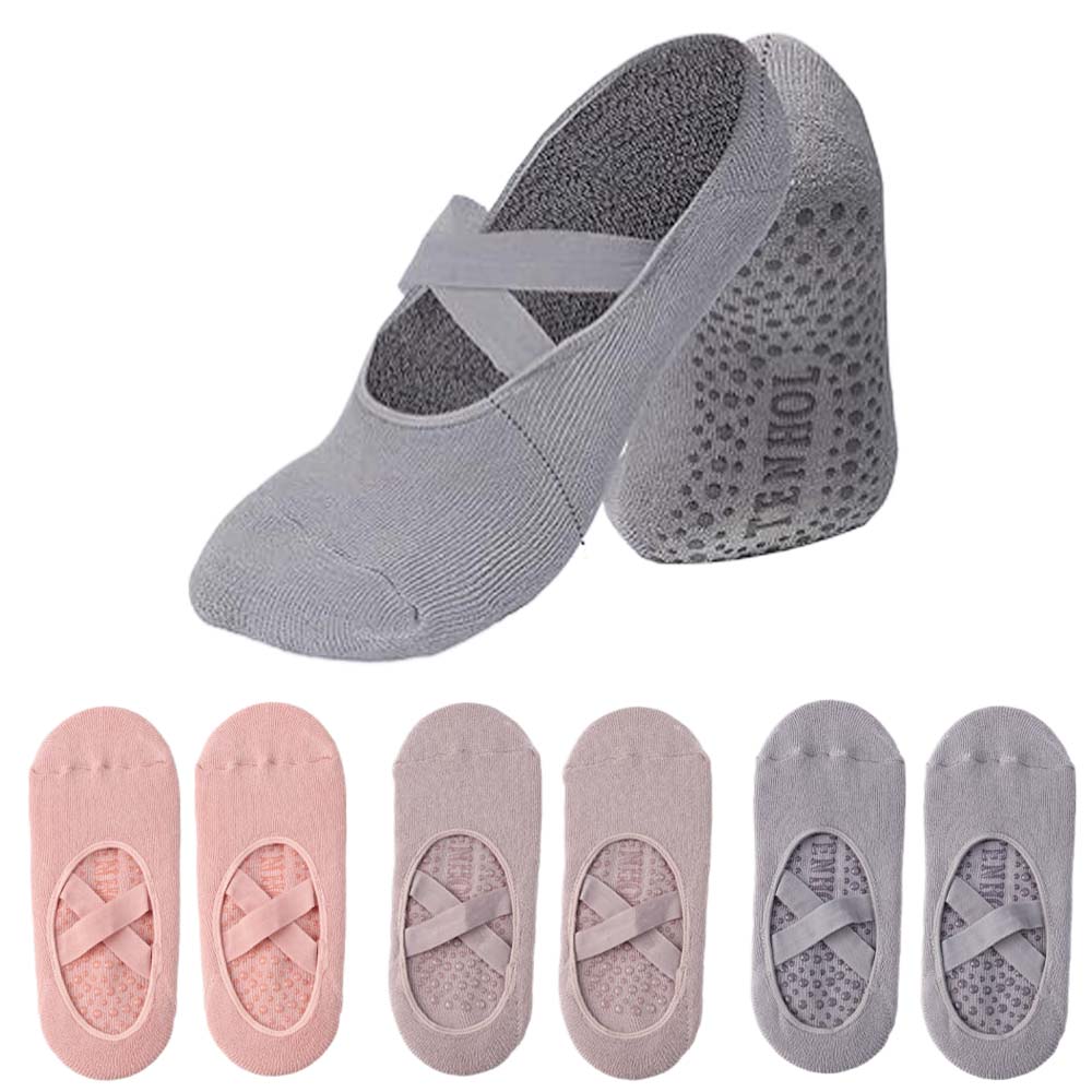 

3 Pairs Non-Slip Yoga Socks for Women – Perfect for Yoga, Pilates, Dance, and Workouts 3 Pairs разноцветный