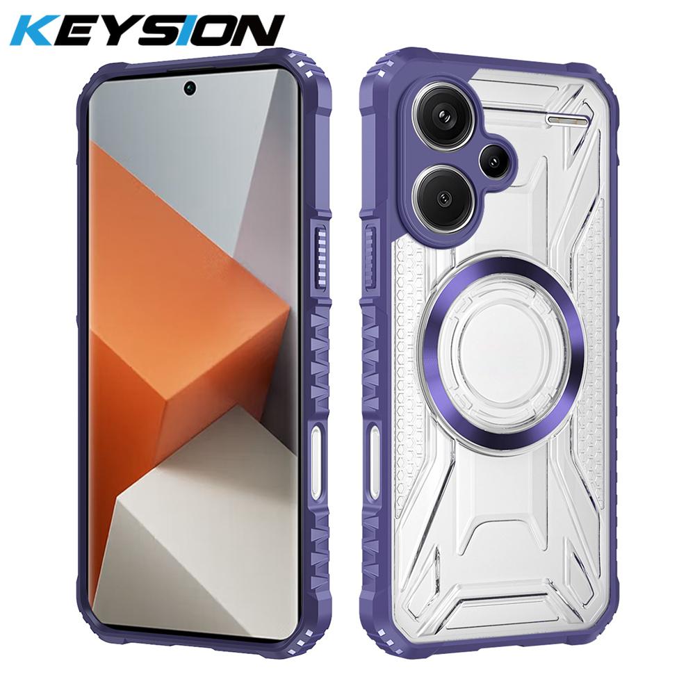 KEYSION Transparent Magnetic Case for Redmi Note 13 Pro 4G 13 Pro+5G Shockproof Phone Back Cover for Xiaomi POCO X6 5G M6 Pro 4G
