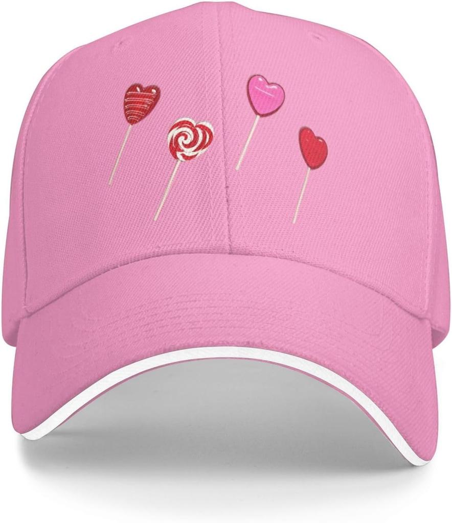 Herz-Lutscher-Druck Baseballkappe Lässig Polyester Sonnenschutz Outdoor Verstellbar Baseballmütze