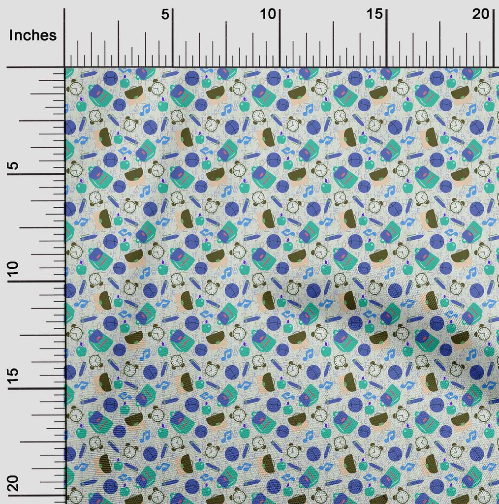 oneOone Cotton Flex Medium Blue Fabric Kids  Sewing Fabric By The Yard Printed Diy Clothing Sewing Supplies 40 Inch