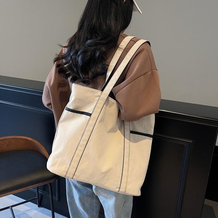 Contrasting color tote bag women's 2025 new large-capacity fashion handbag LULU same shoulder bag