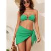 Tube Top Split Bikini Swimsuit Women's Solid Color Hollow Knit Beach Vacation Suit Vacation Split Swimsuit