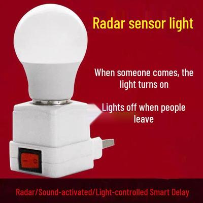 Enhanced LED Infrared Motion Sensor Bulb with Sound and Light Control, Complete with Lamp Holder