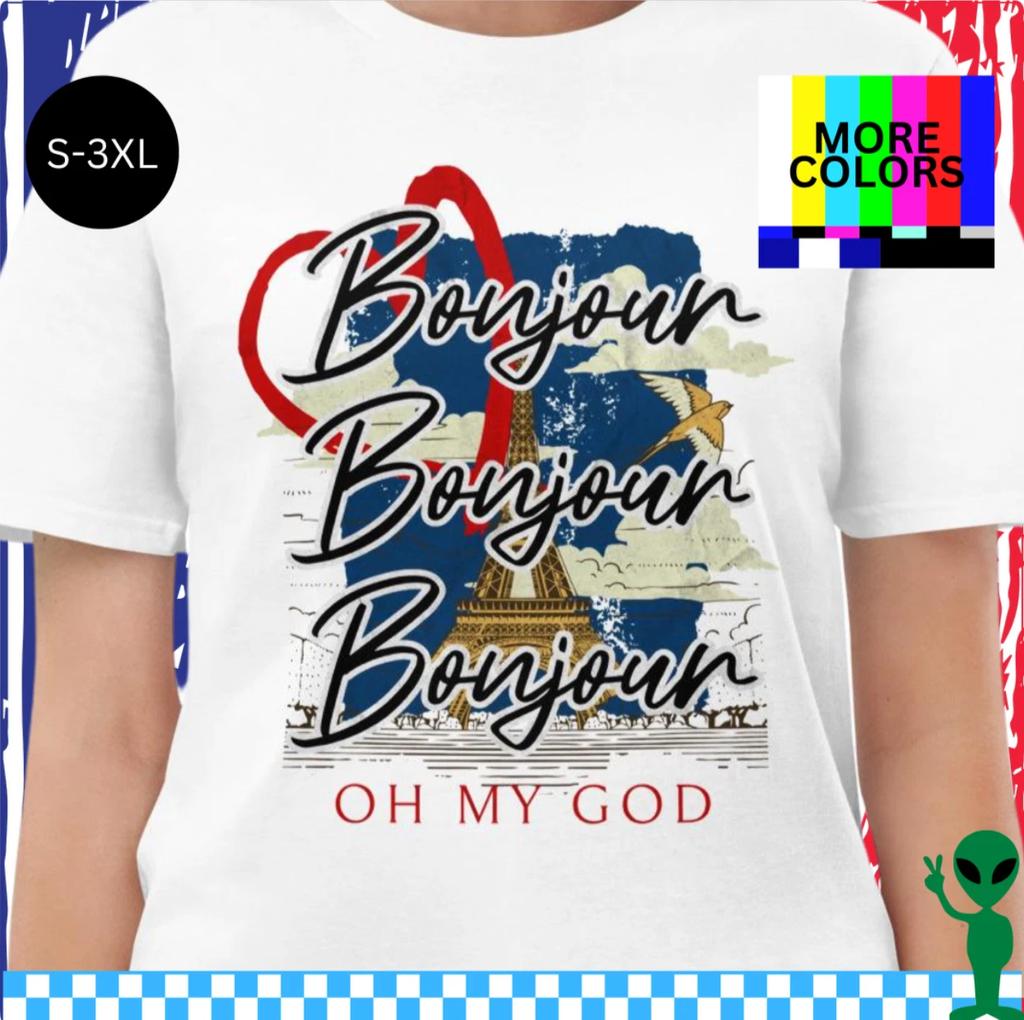 Bonjour Bonjour Bonjour Shirt Passport to Paris Olsen Twins Tee Unisex S-3XL