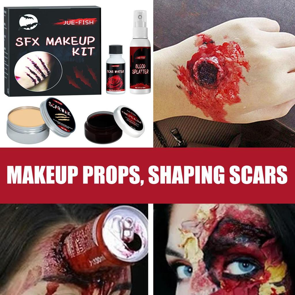 Halloween Speciální efekty Makeup Set Malování Falešný Body Makeup Set Voskové Krev Krev Jizva Malování Falešný U5D6