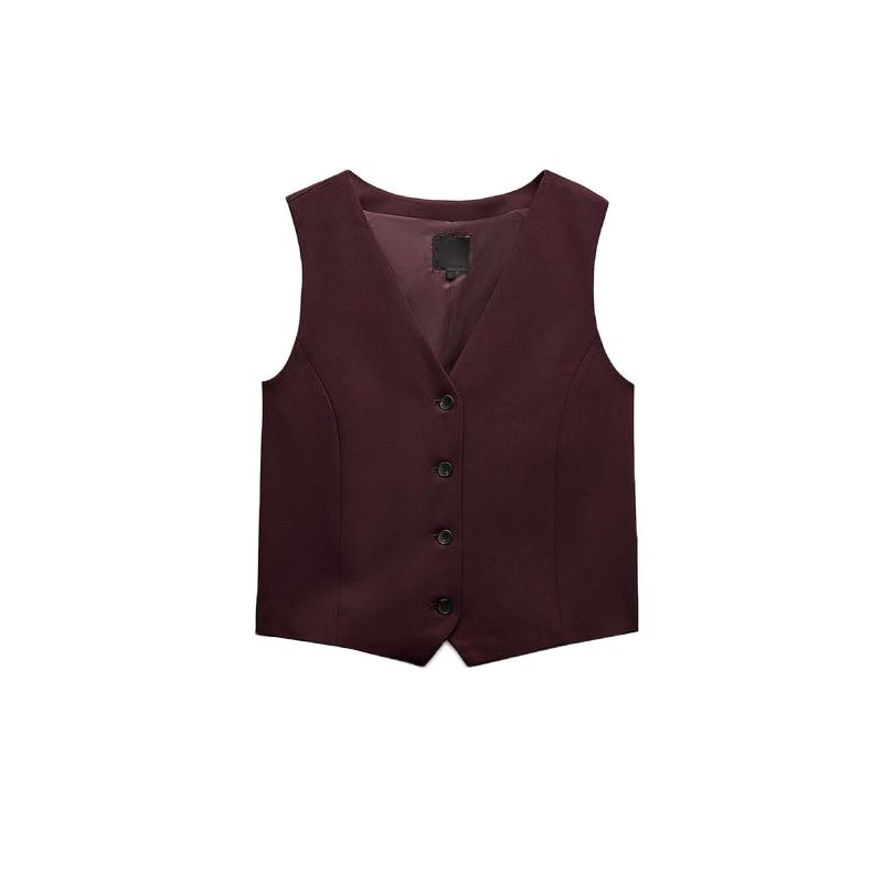 

Spring Women s Silm V Neck Sleeveless Vest Waistcoat 4749886 Double Pleated High Waist Casual Trousers 4391513 Magenta Tops L