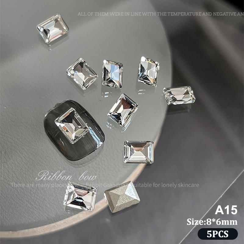 5Pcs Sparkle Sharp Diamond Nail Art Rhinestones Jewel Decoration Mix Clear White Nail Charms Ornaments