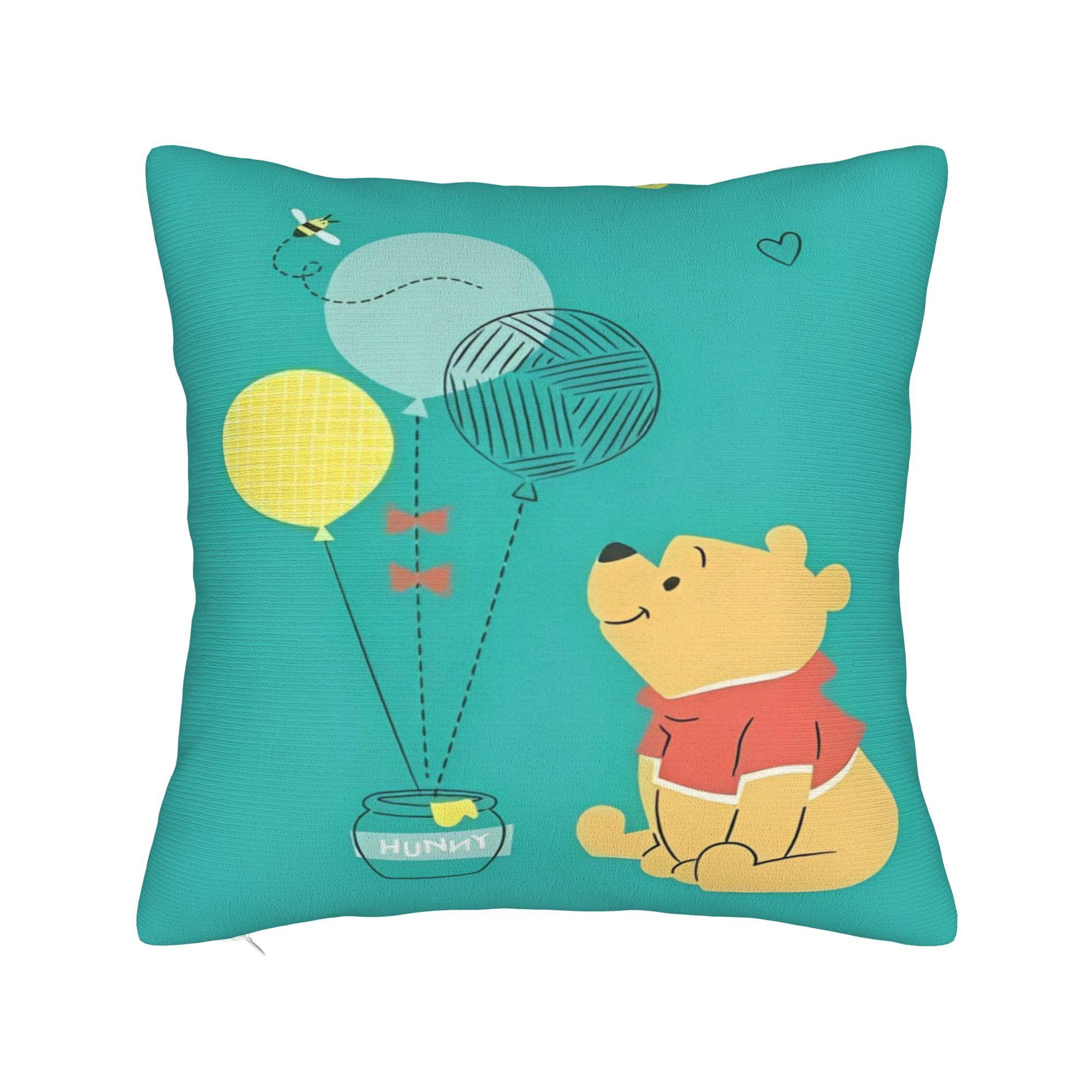 Квадратная наволочка «Винни-Пух и друзья» Наволочка для подушки Винни-Пух Смешной декор на молнии Наволочка для дома 18 30cmx30cm