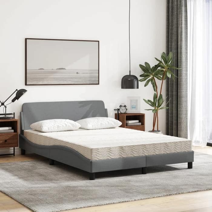 VidaXL Lit avec matelas gris clair 140x200 cm tissu 3208404