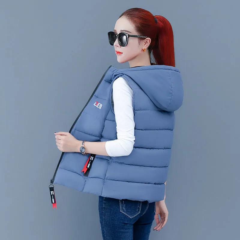 

Женский осенне-зимний свободный теплый жилет с капюшоном, куртка с вставками XS